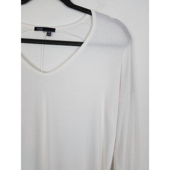 Vince Top Micro Modal V Neck Back Seams Relaxed Soft Cream Minimalist Size S - Picture 2 of 11